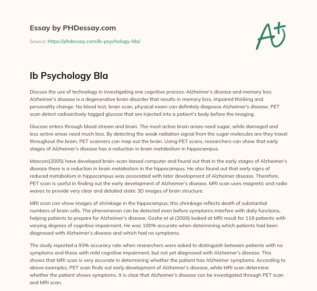 Ib Psychology Bla essay