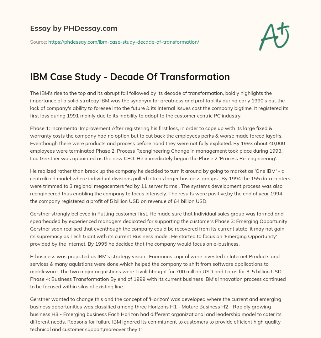 ibm transformation case study