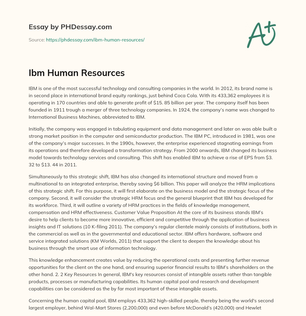 Ibm Human Resources essay
