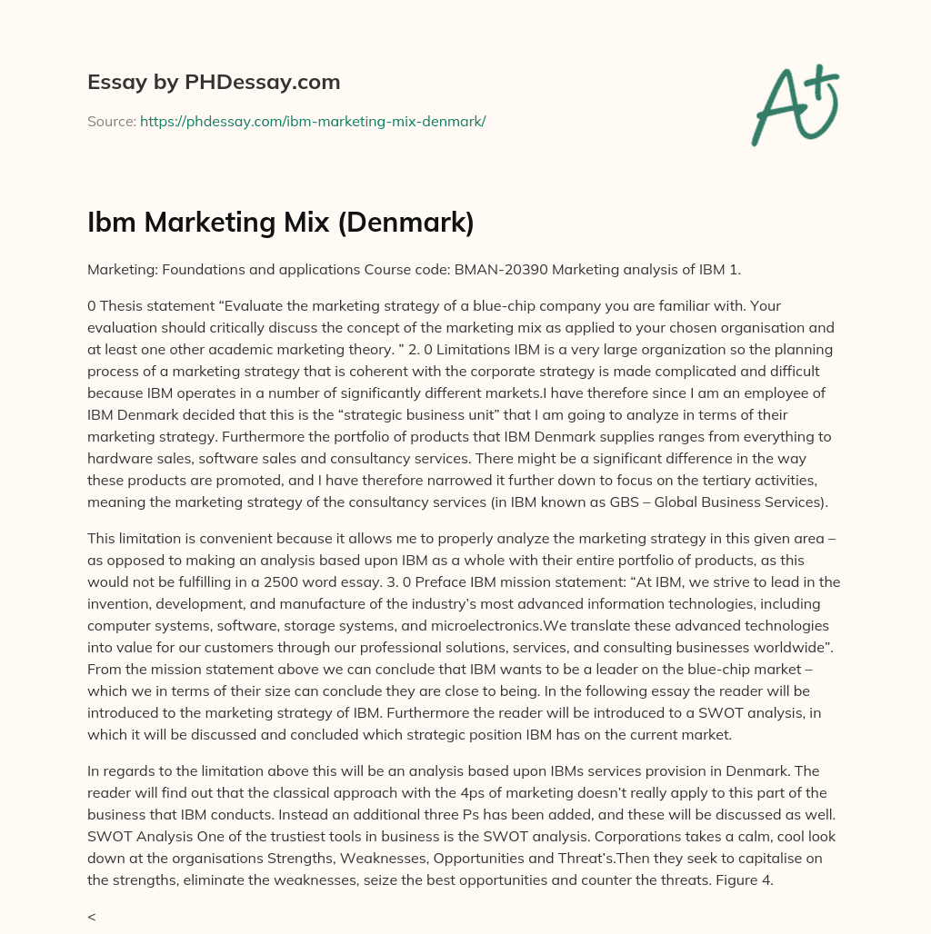 Marketing: Foundations and Applications IBM essay