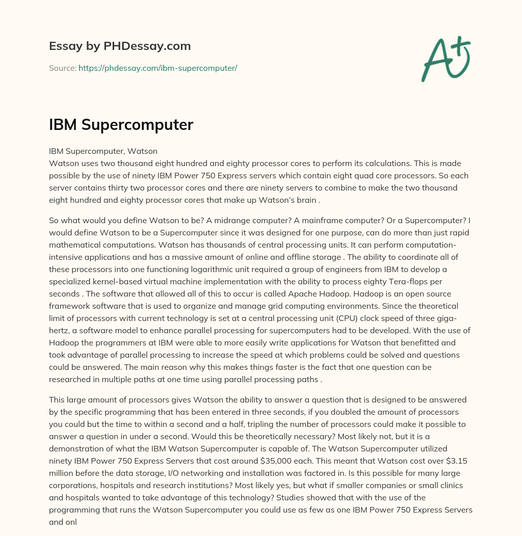 IBM Supercomputer essay