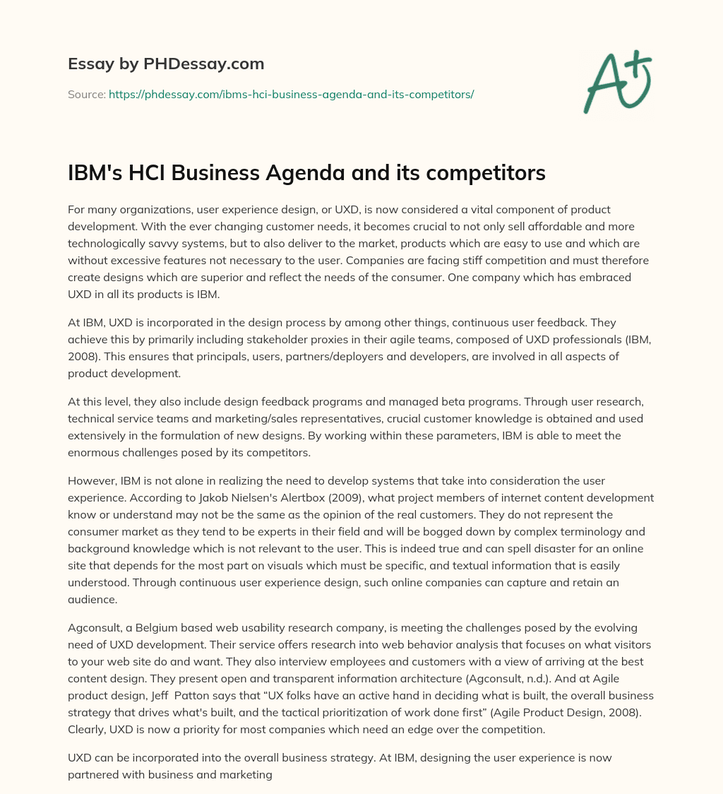 IBM’s HCI Business Agenda and its competitors essay