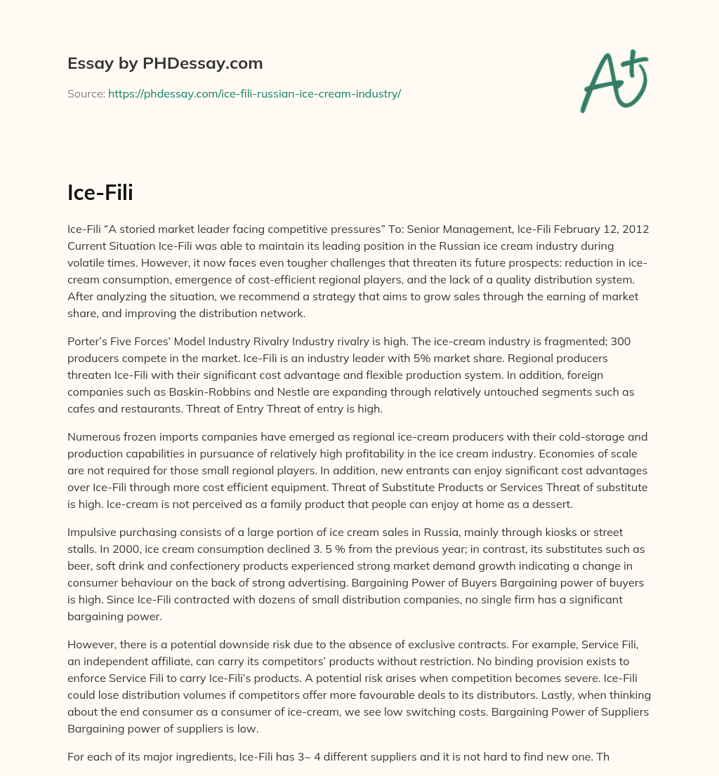 Ice-Fili essay
