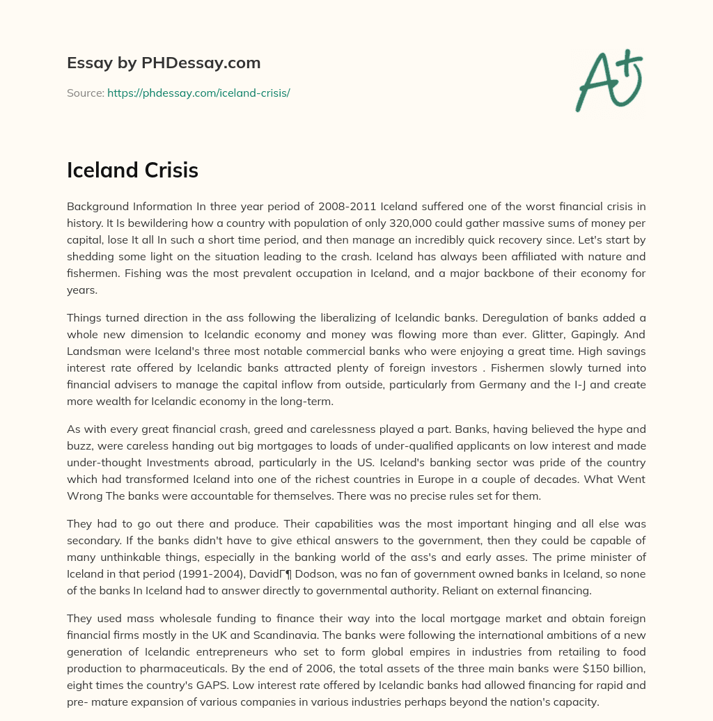 Iceland Crisis essay
