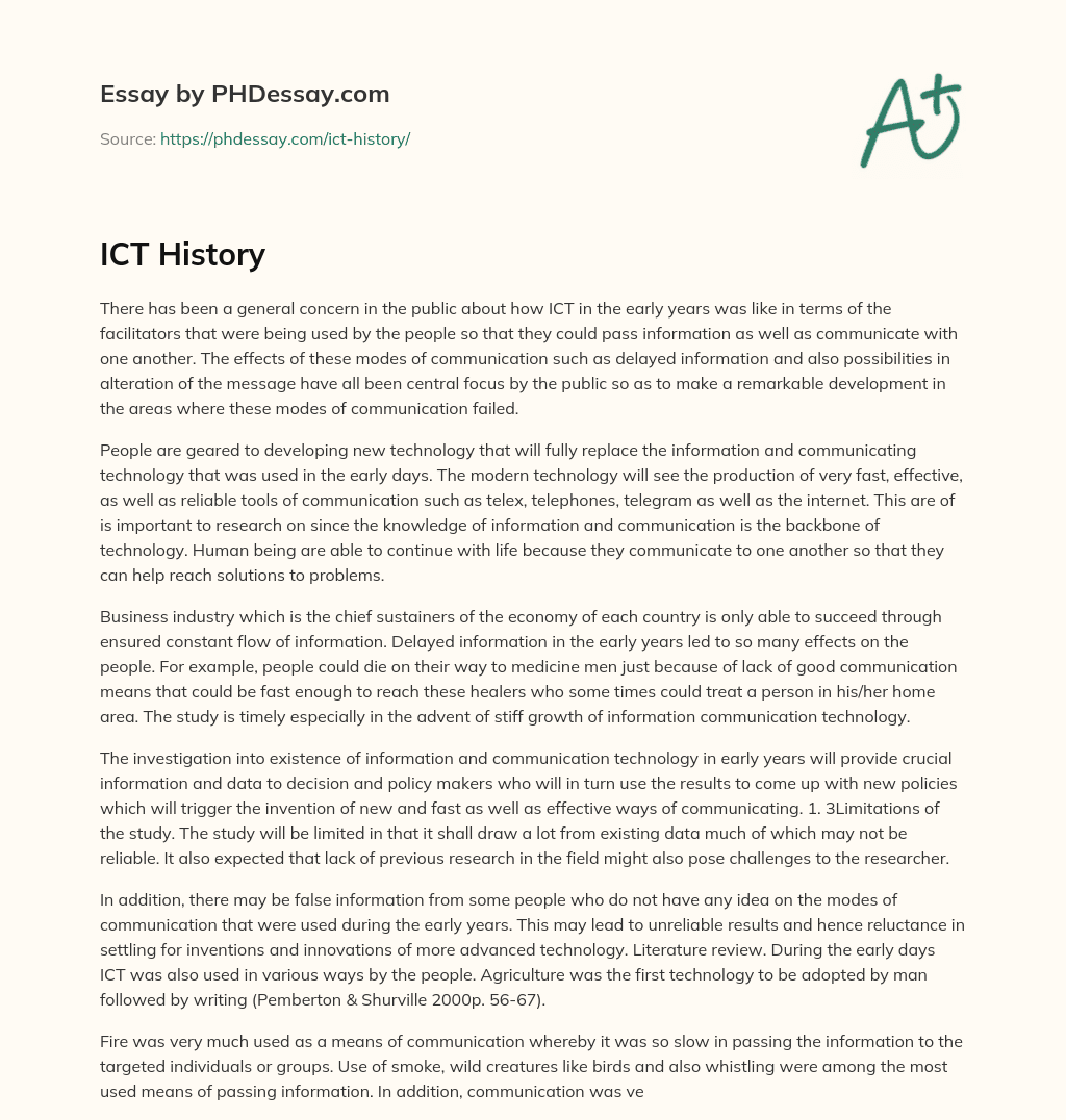 Developing New Technology to Replace Early ICT Facilitators essay
