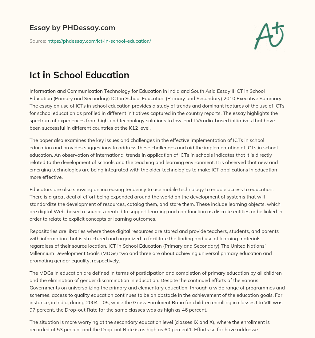 Ict in School Education essay