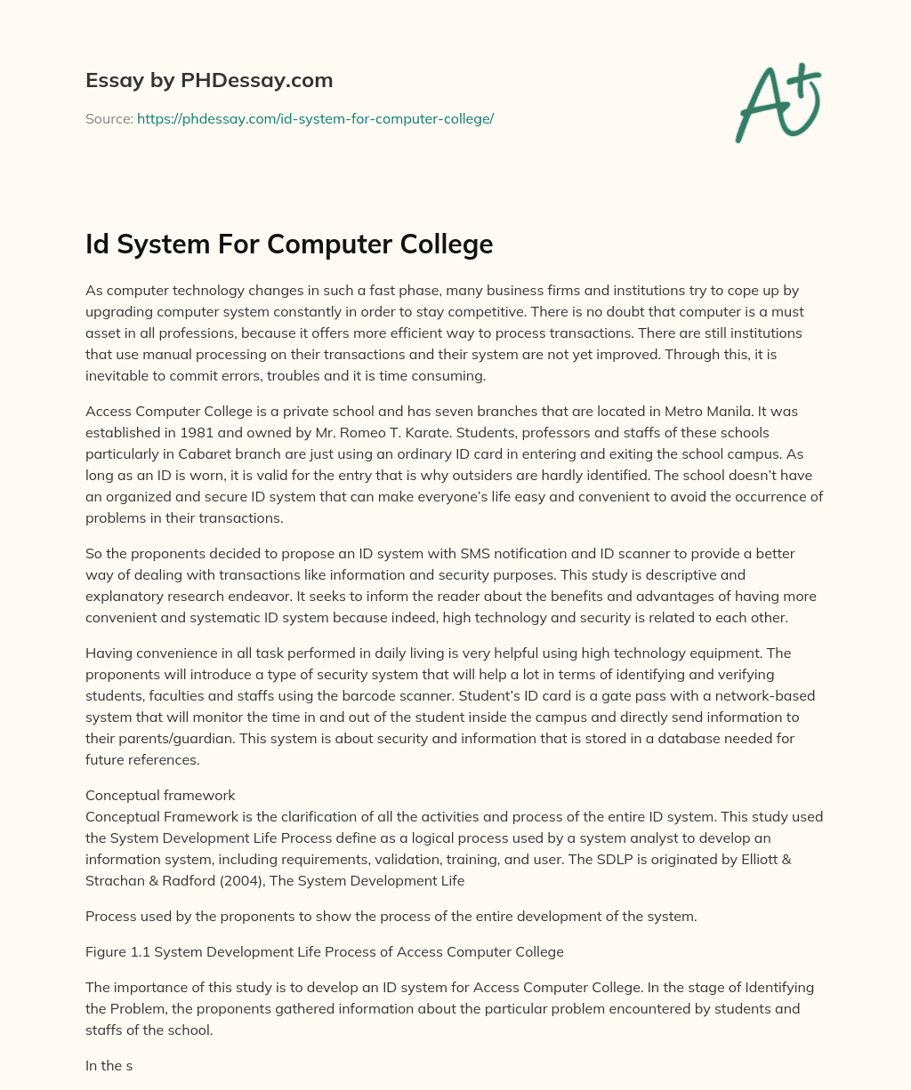 Id System For Computer College essay