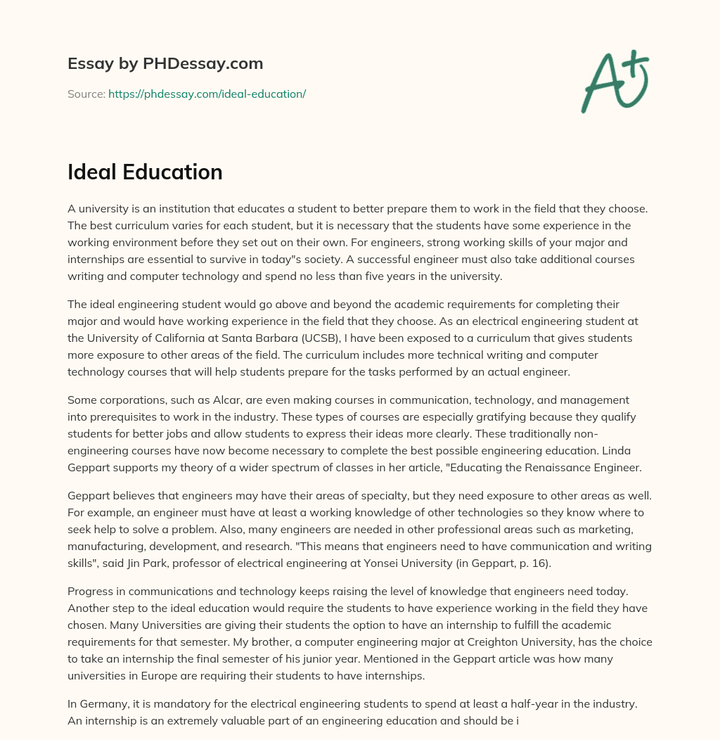 education (essay about my ideal university)