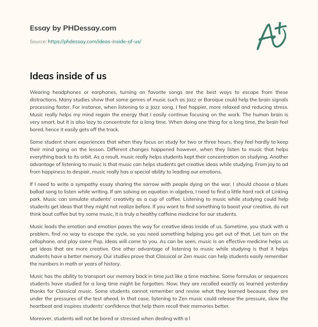 Ideas inside of us essay