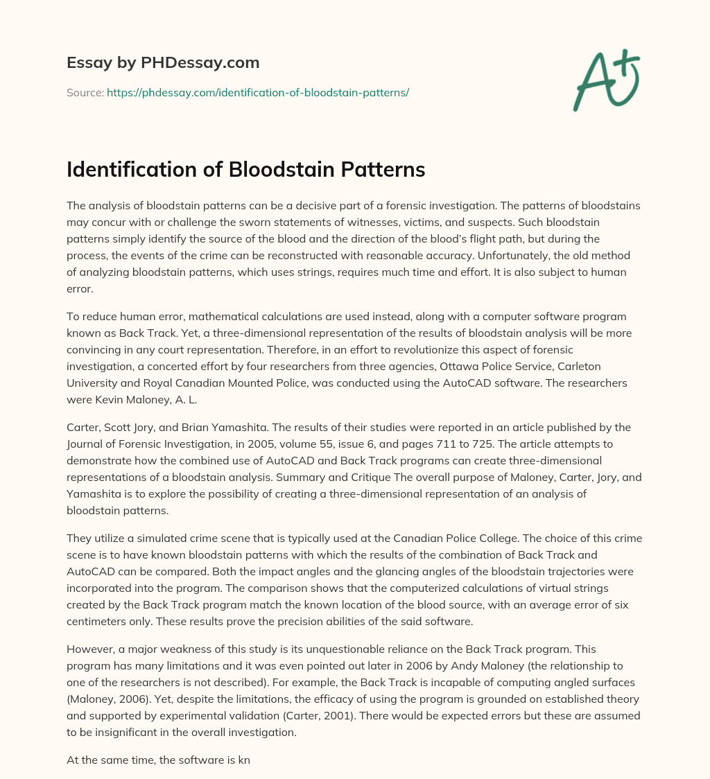 bloodstain pattern analysis phd thesis
