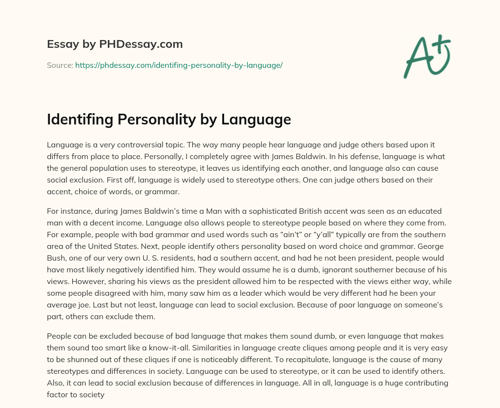 Identifing Personality by Language essay
