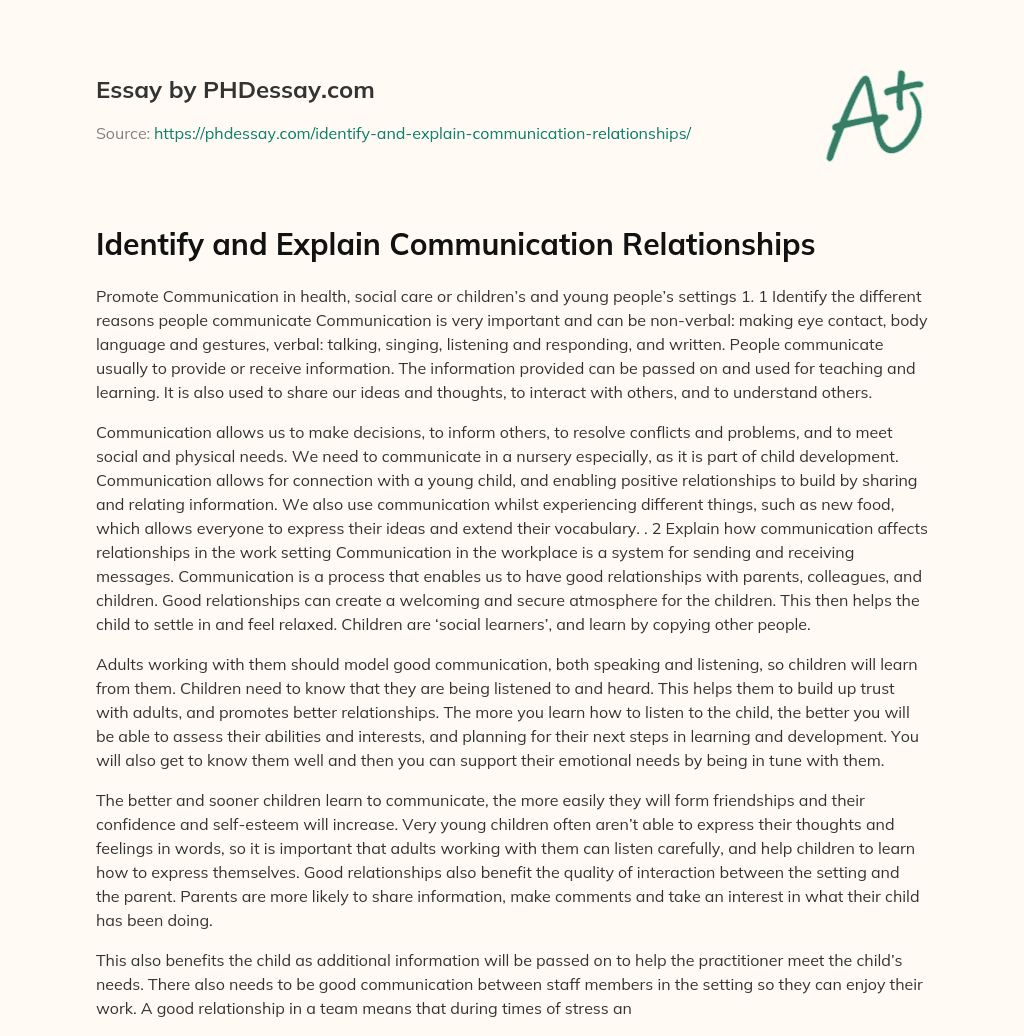 Identify and Explain Communication Relationships essay