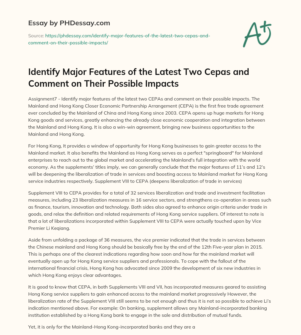 Identify Major Features of the Latest Two Cepas and Comment on Their Possible Impacts essay