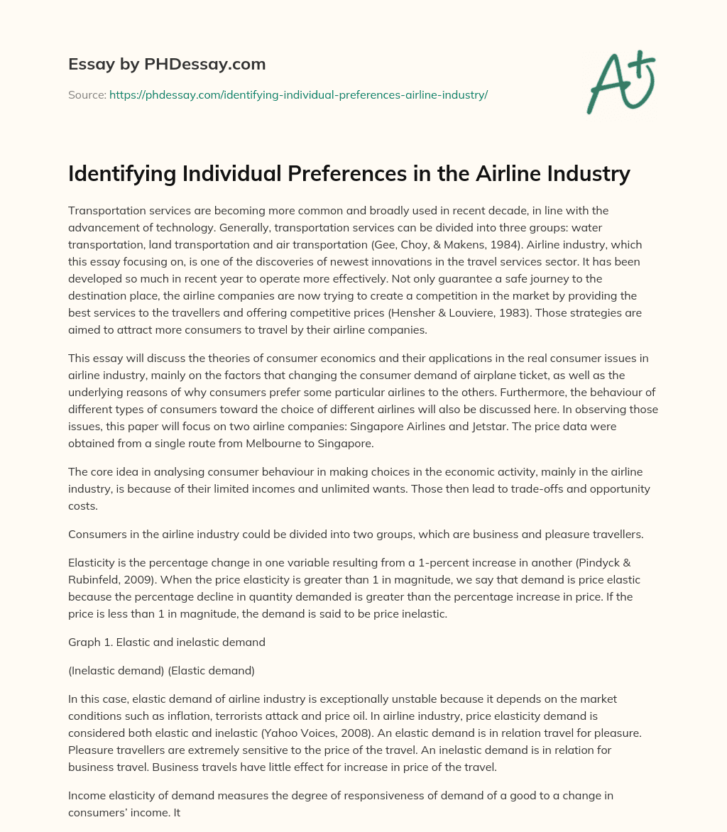 Identifying Individual Preferences in the Airline Industry essay