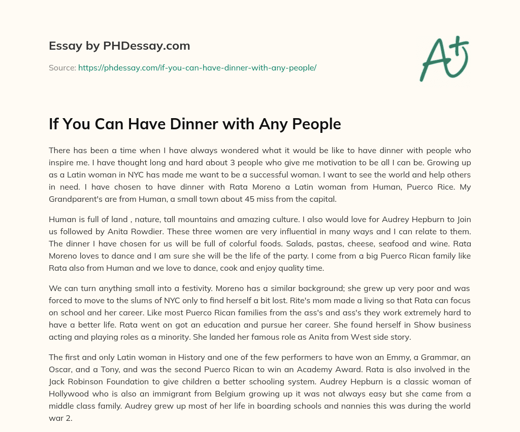 If You Can Have Dinner with Any People essay