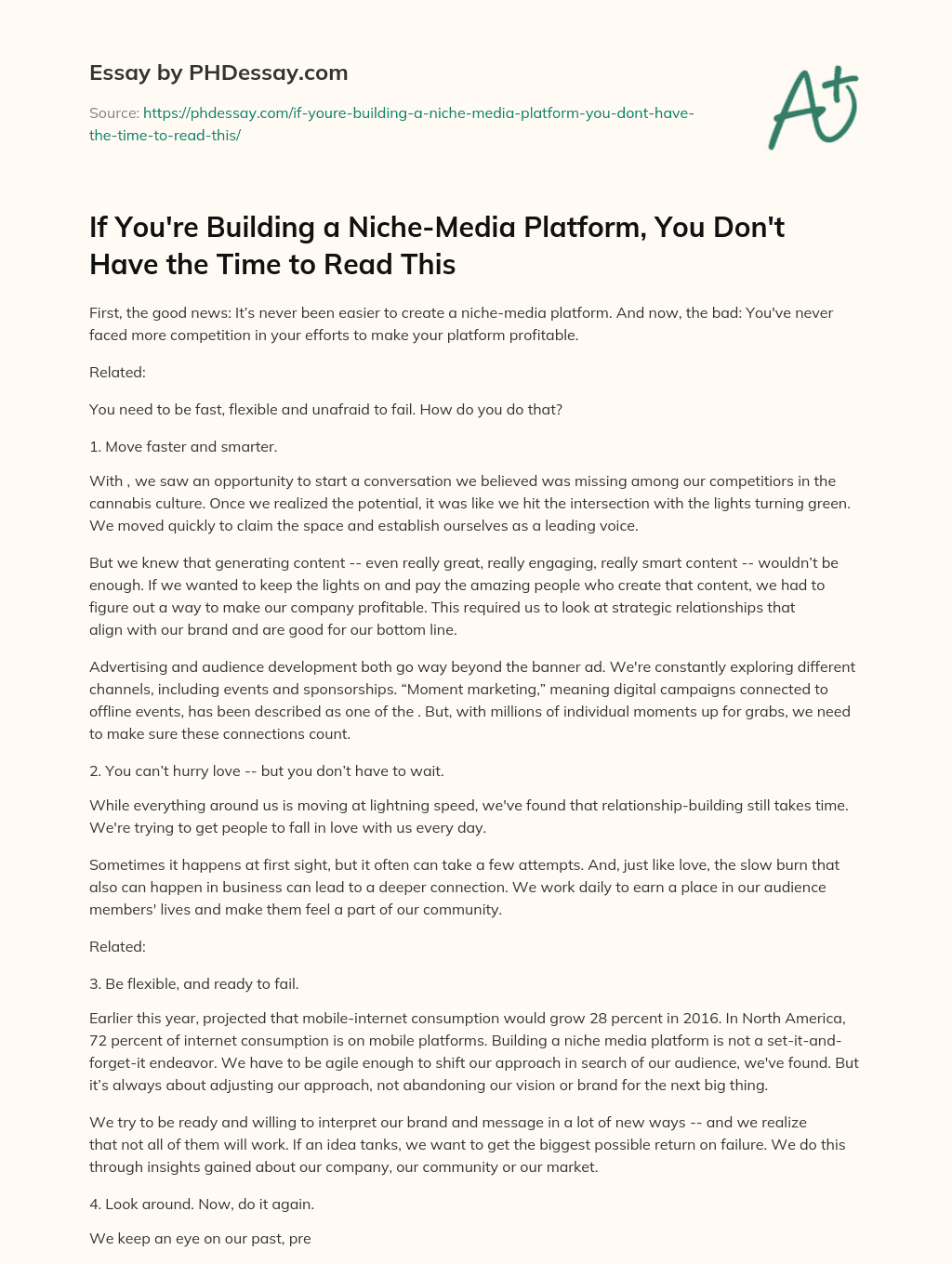 If You’re Building a Niche-Media Platform, You Don’t Have the Time to Read This essay