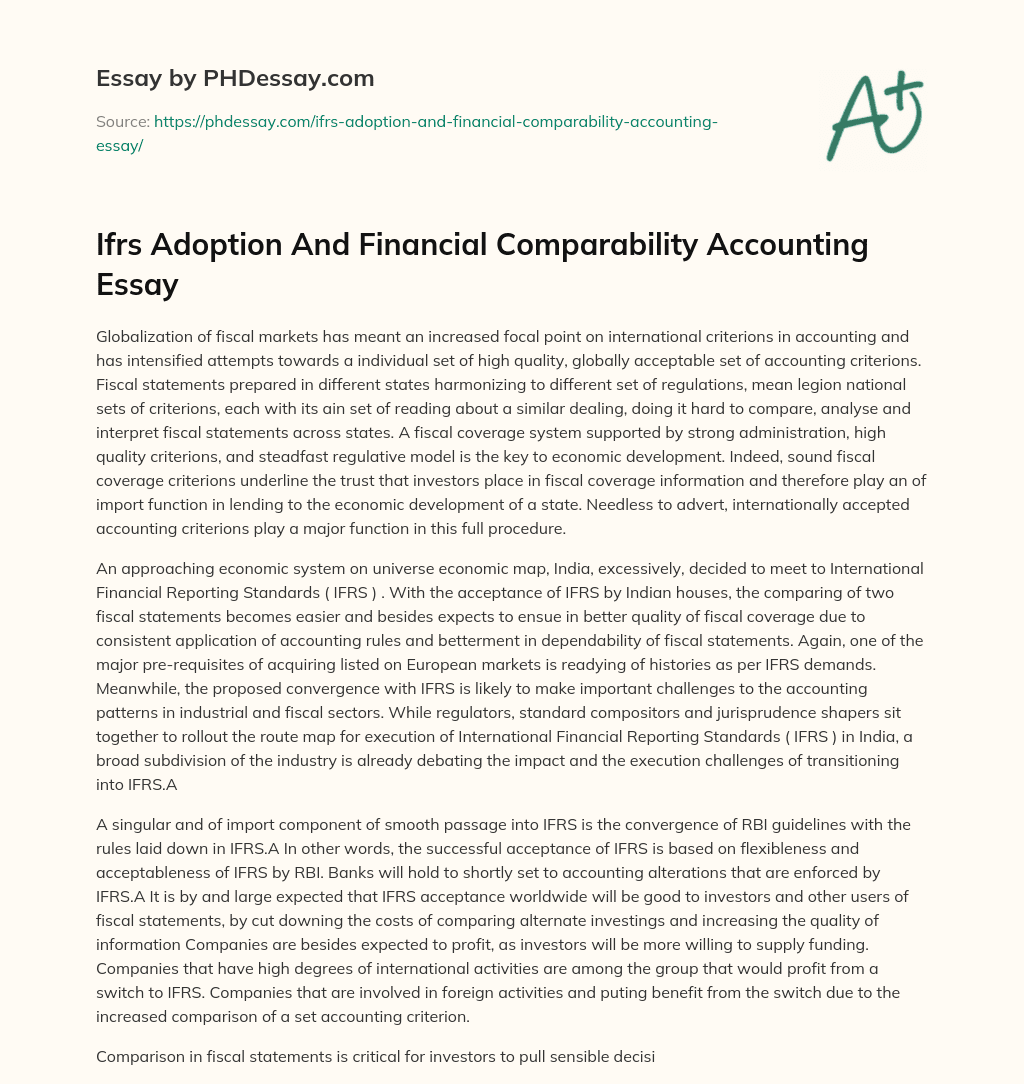 Ifrs Adoption And Financial Comparability Accounting Essay essay
