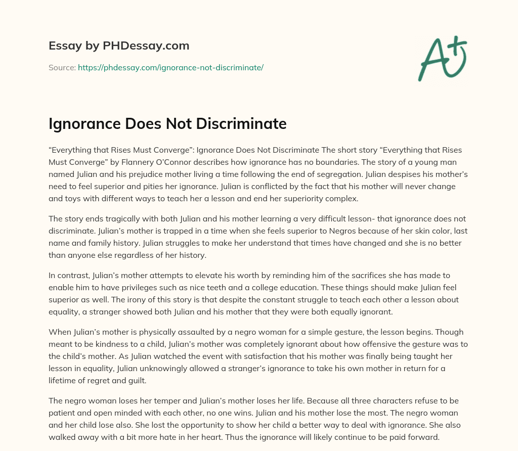 Ignorance Does Not Discriminate essay