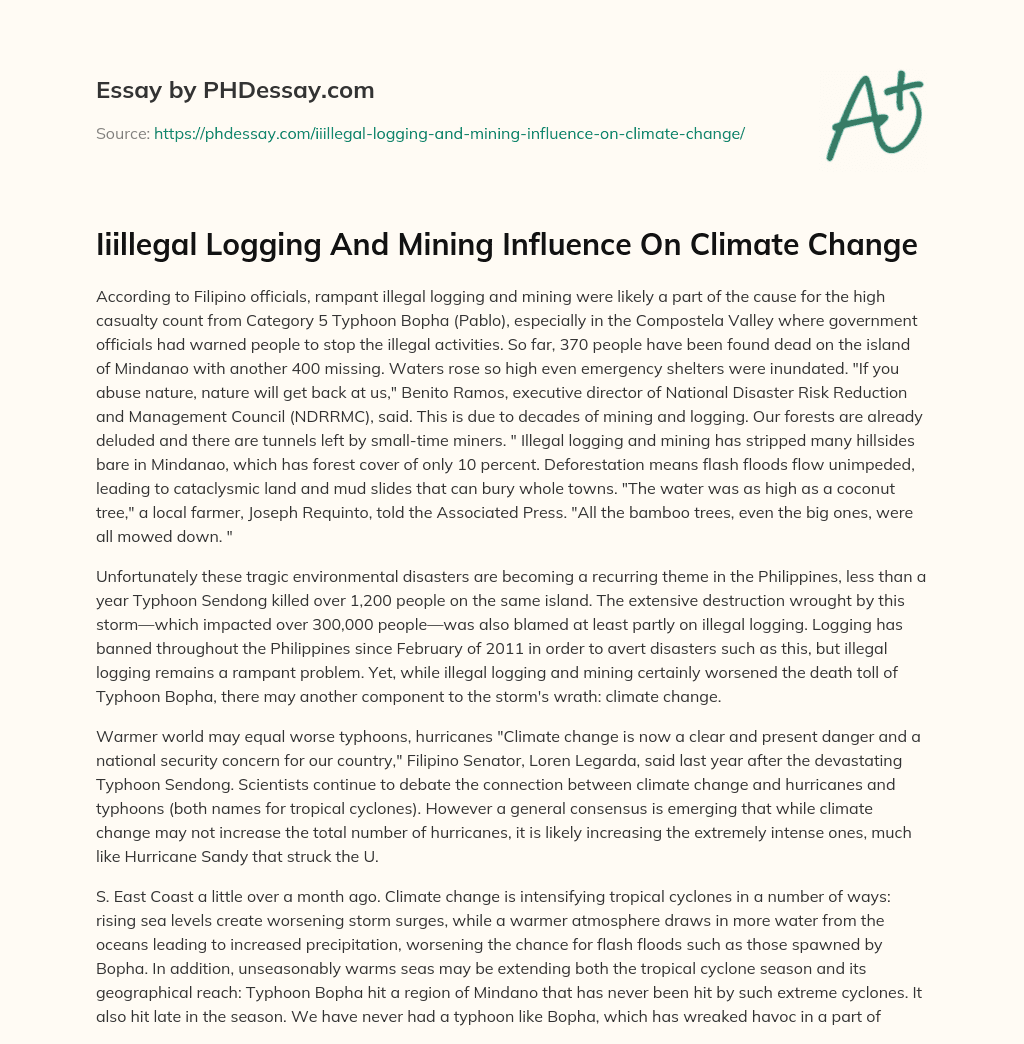 Iiillegal Logging And Mining Influence On Climate Change essay