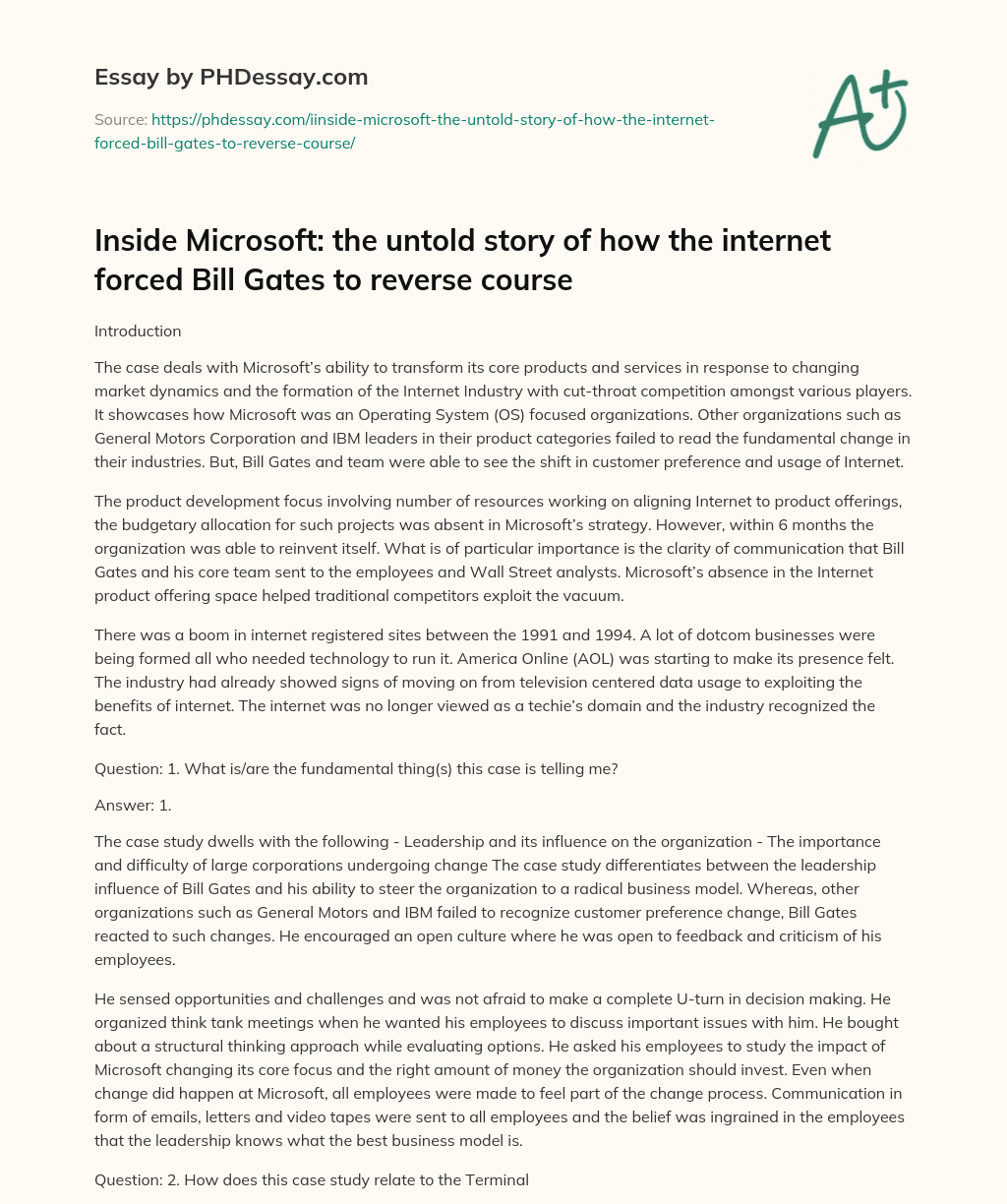 Inside Microsoft: the untold story of how the internet forced Bill Gates to reverse course essay