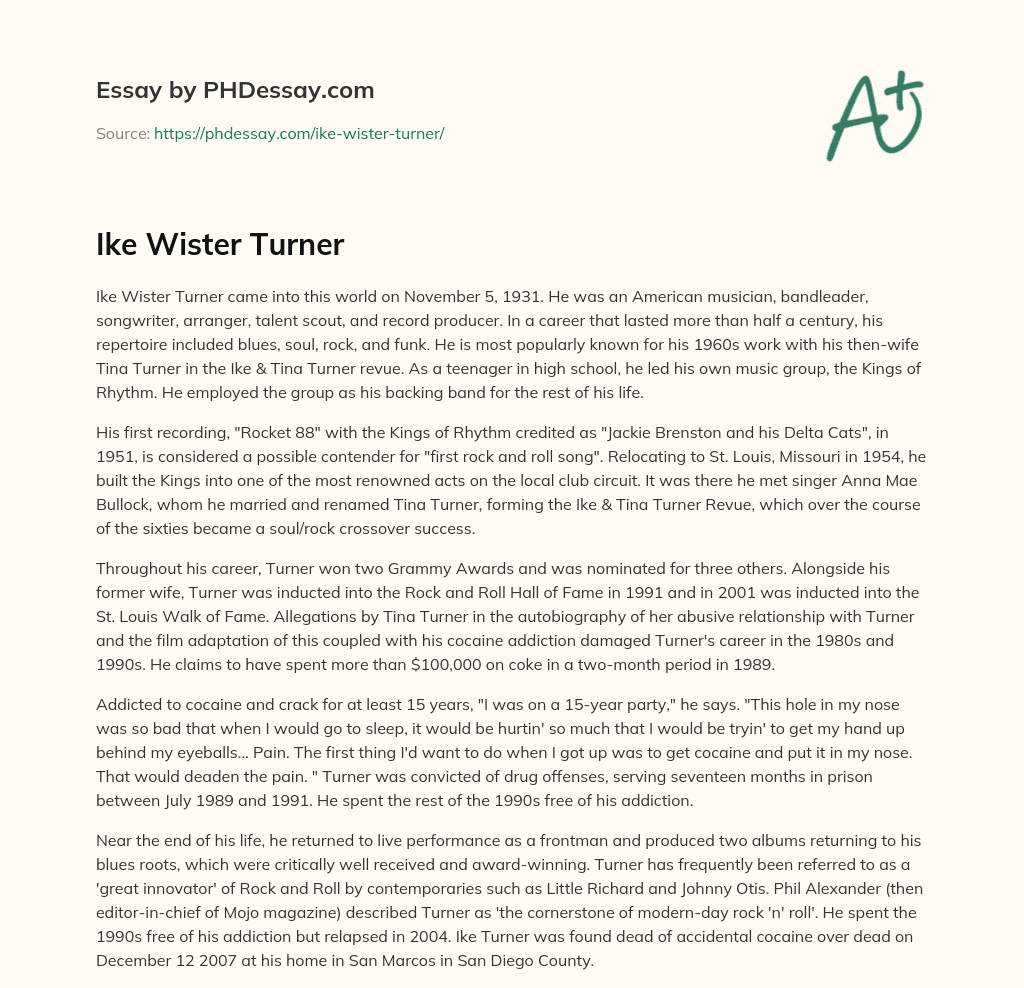 Ike Wister Turner essay