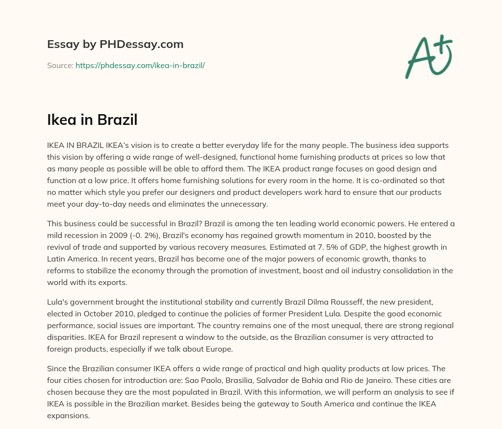 Ikea in Brazil essay