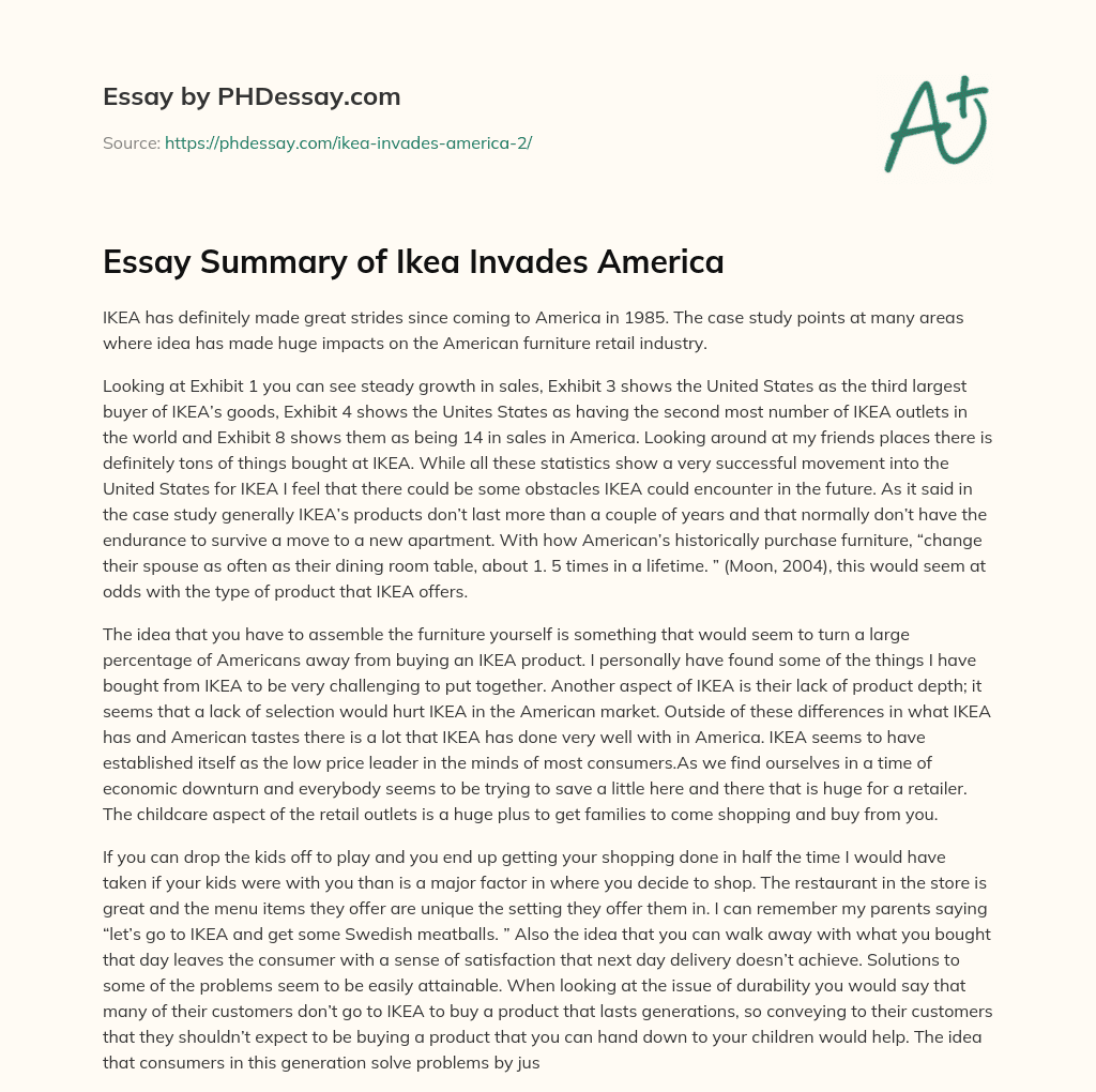 Essay Summary of Ikea Invades America essay