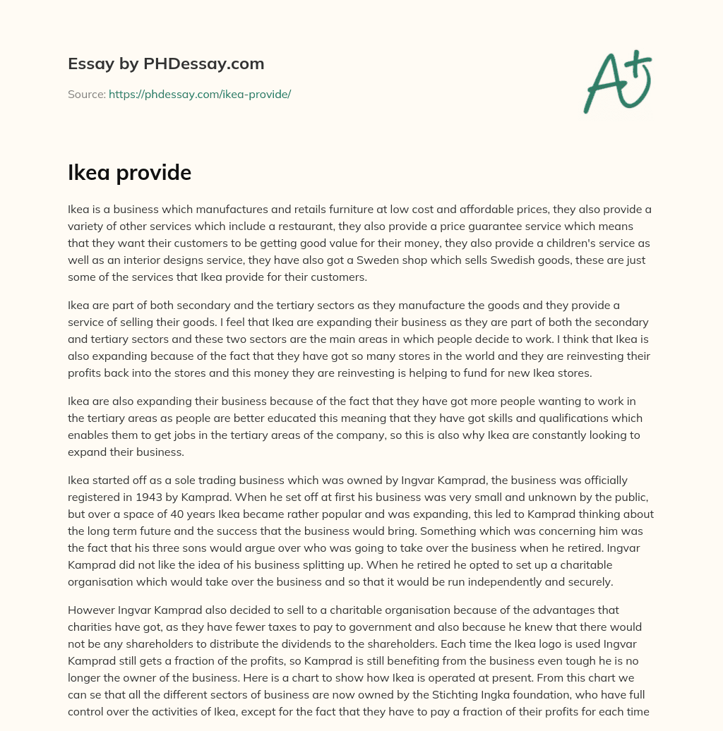 Ikea provide essay