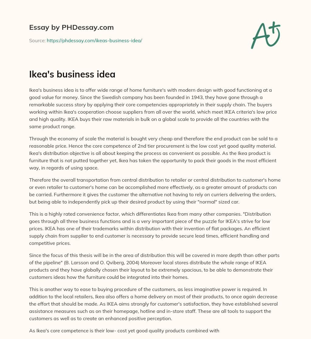 Ikea’s business idea essay