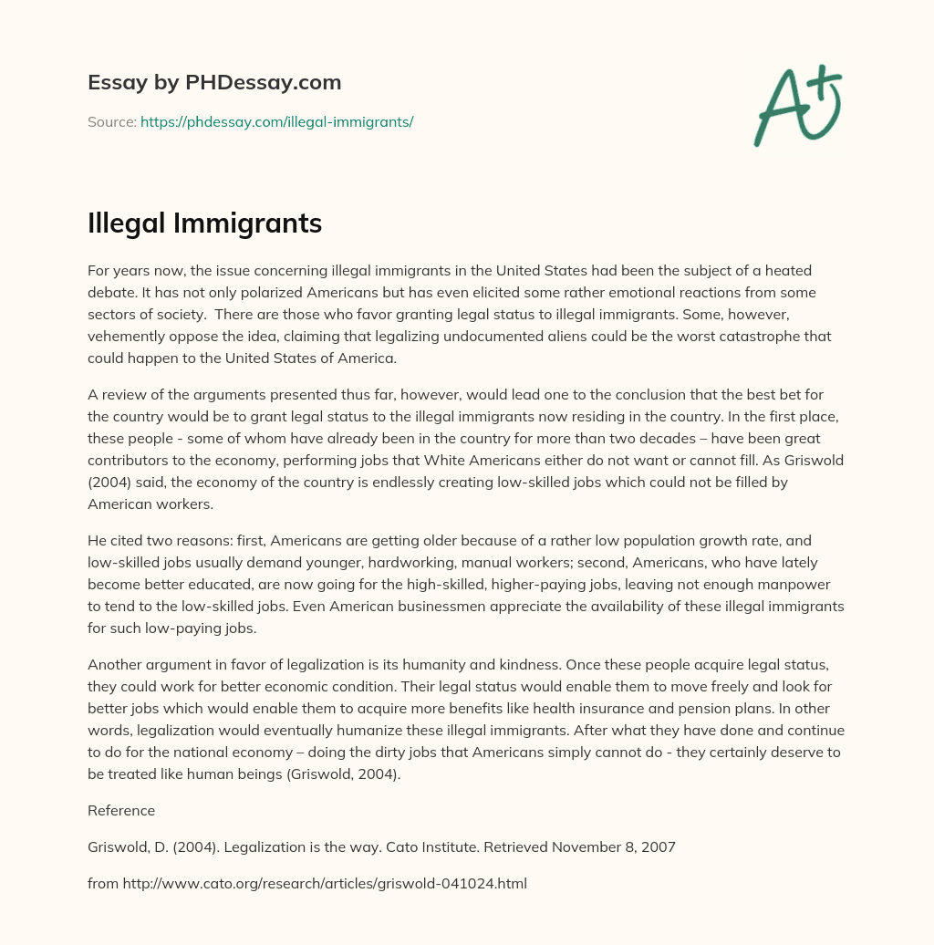 Illegal Immigrants essay