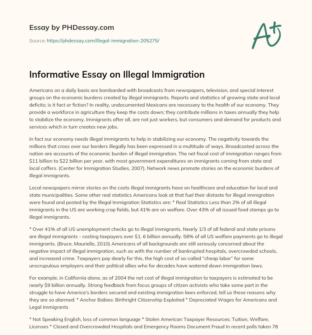 Informative Essay on Illegal Immigration essay