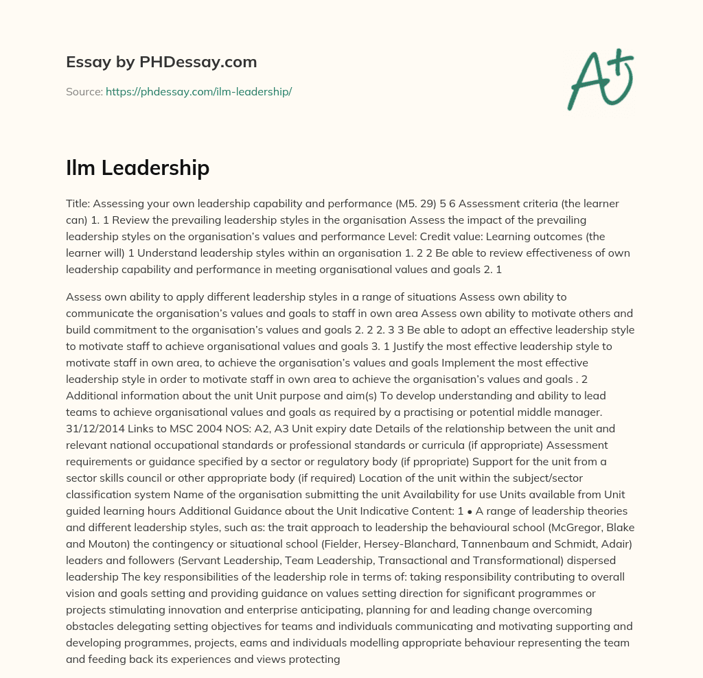 becoming an effective leader essay ilm