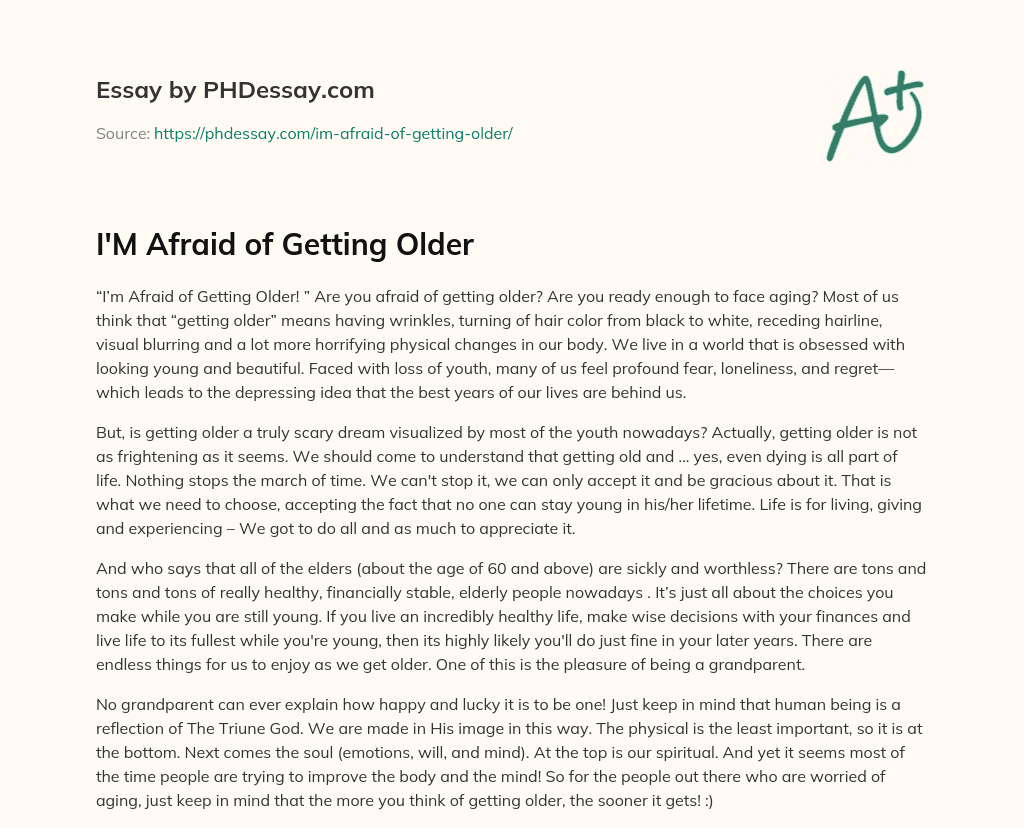 I’M Afraid of Getting Older essay