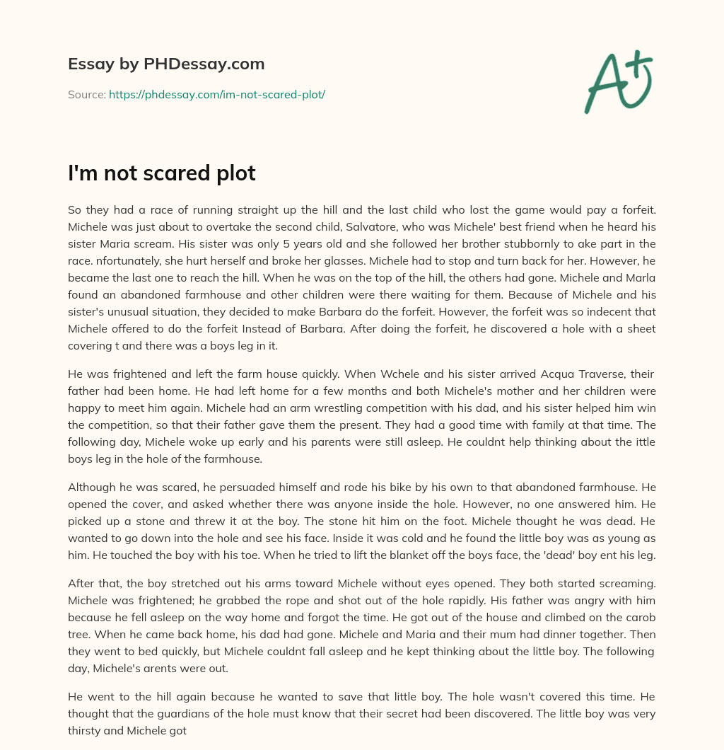 I’m not scared plot essay