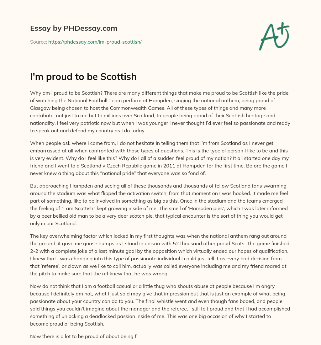 I’m proud to be Scottish essay