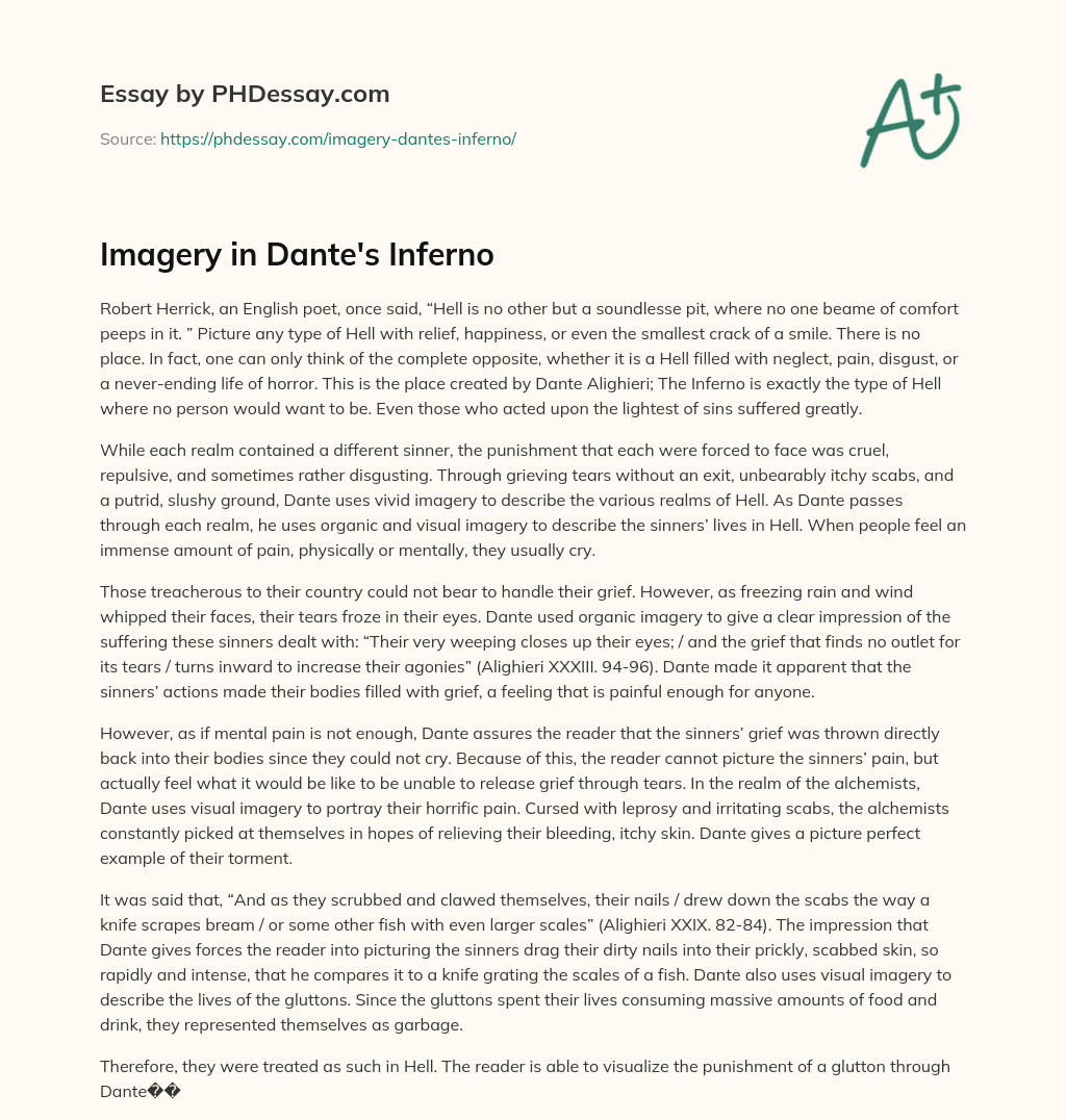 Imagery in Dante’s Inferno essay