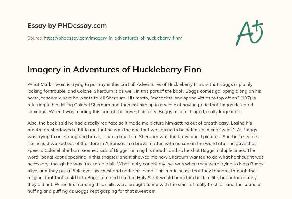 Imagery in Adventures of Huckleberry Finn essay