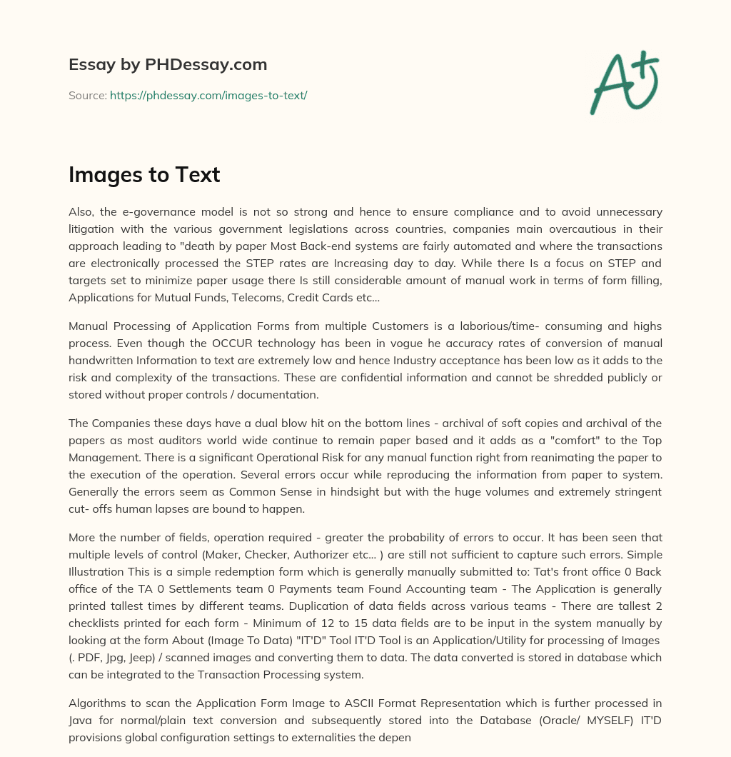 Images to Text essay