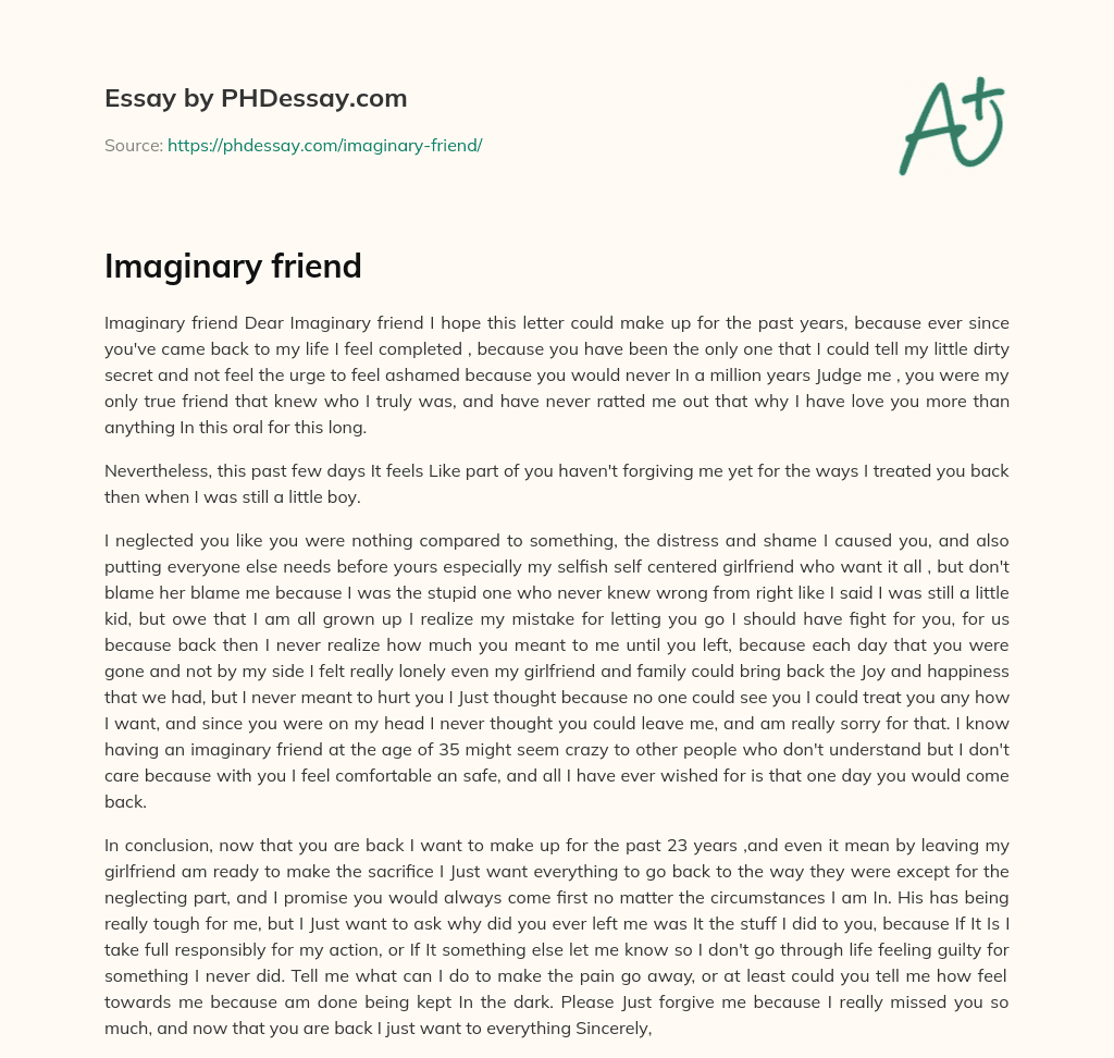 essay about my imaginary ex brainly