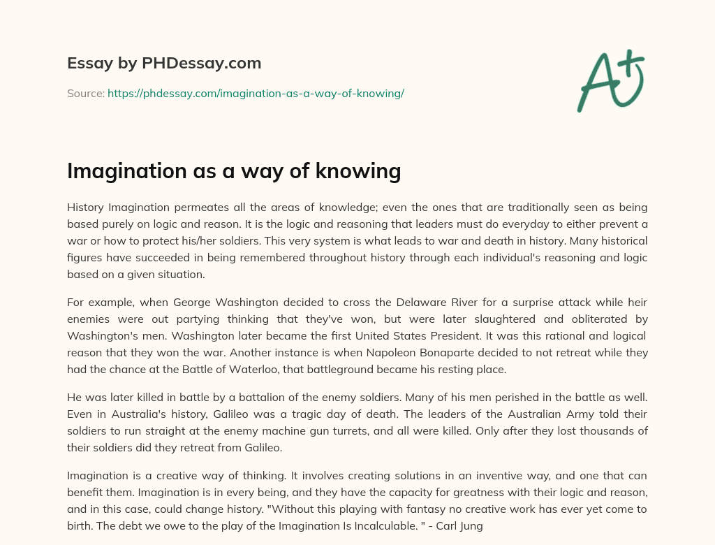 Imagination as a way of knowing essay