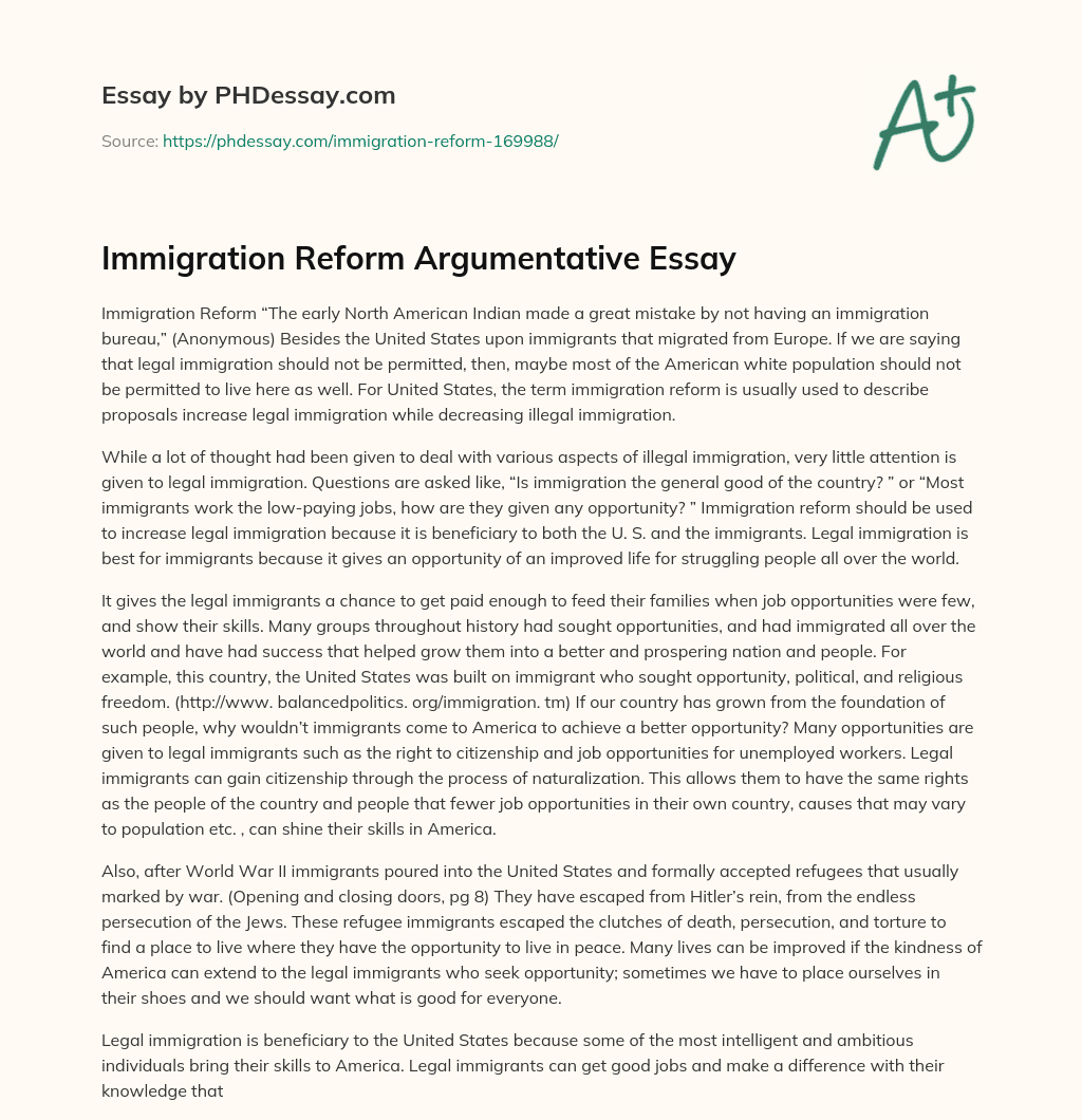 argumentative essay on immigration reform