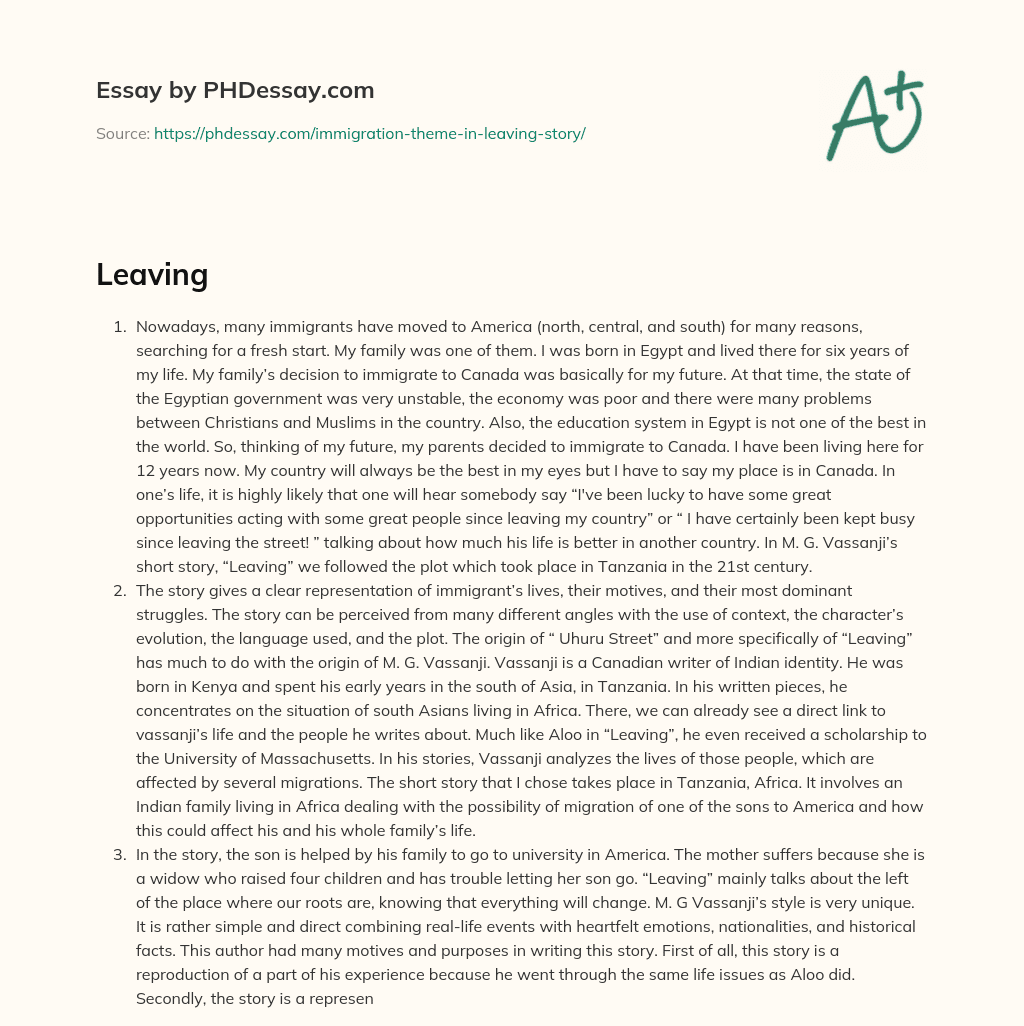 Leaving essay