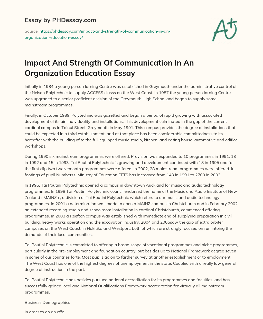 Impact And Strength Of Communication In An Organization Education Essay essay