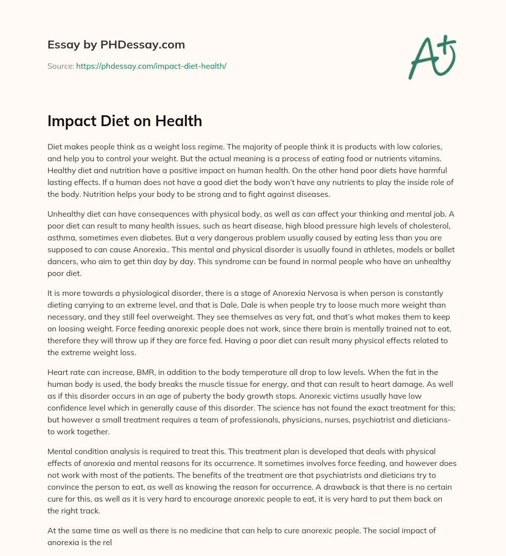 impact-diet-on-health-phdessay