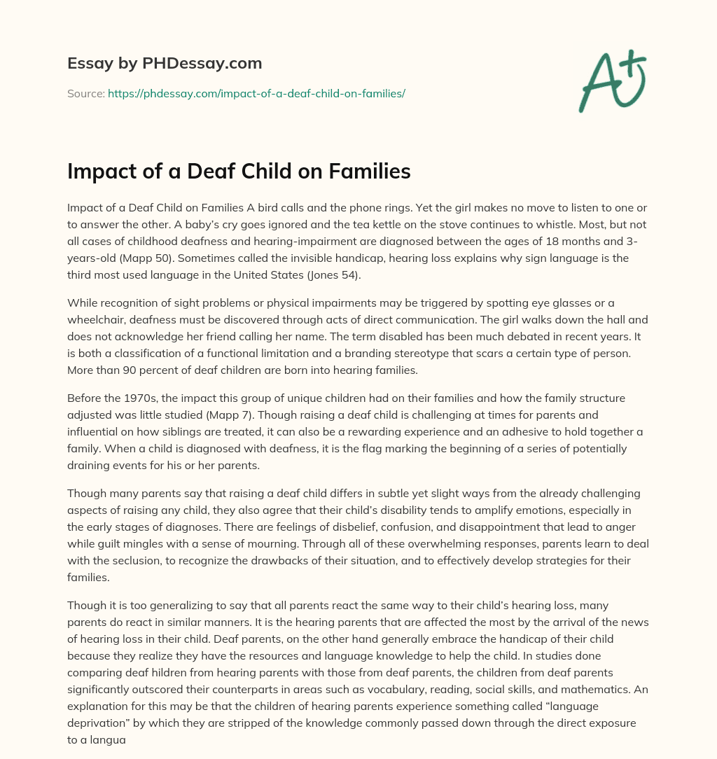 Impact of a Deaf Child on Families essay