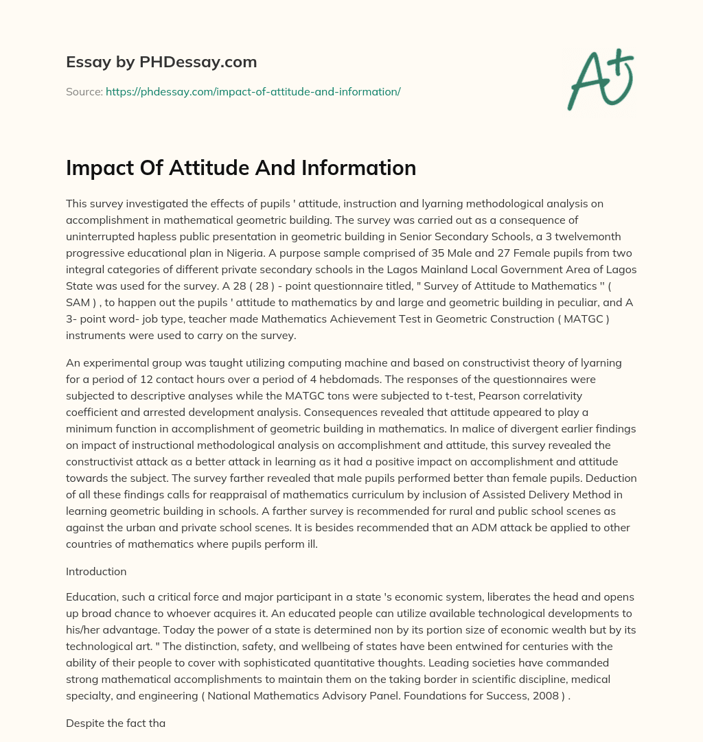 Impact Of Attitude And Information essay
