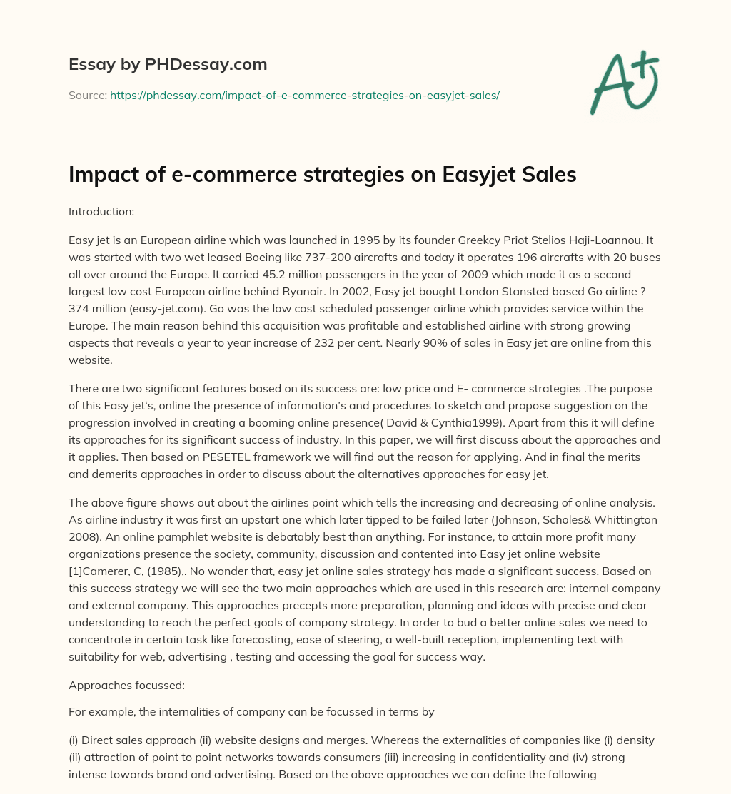 Impact of e-commerce strategies on Easyjet Sales essay