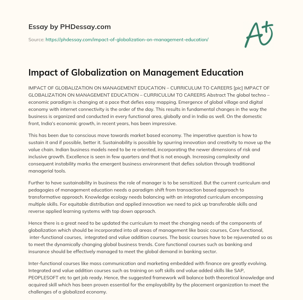 Impact of Globalization on Management Education essay