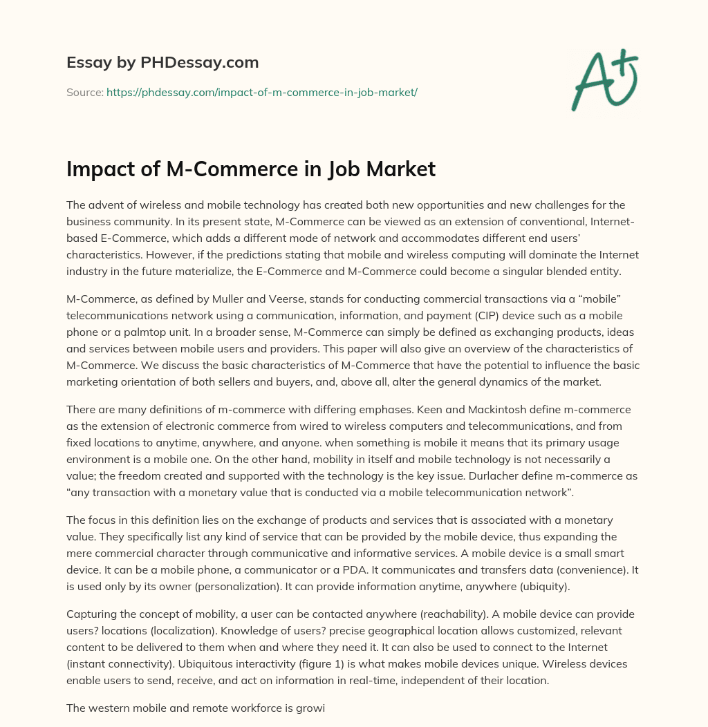 Impact of M-Commerce in Job Market essay
