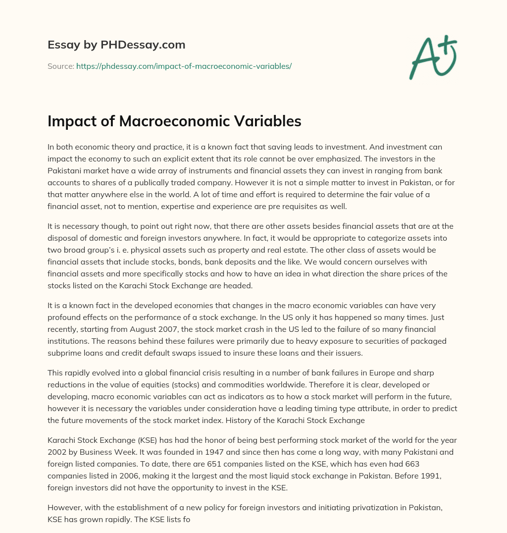Impact of Macroeconomic Variables essay